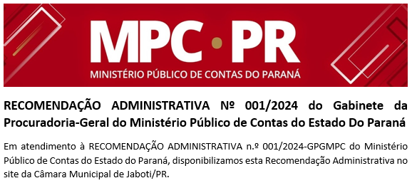 RECOMENDAÇÃO ADMINISTRATIVA n.º 001/2024-GPGMPC