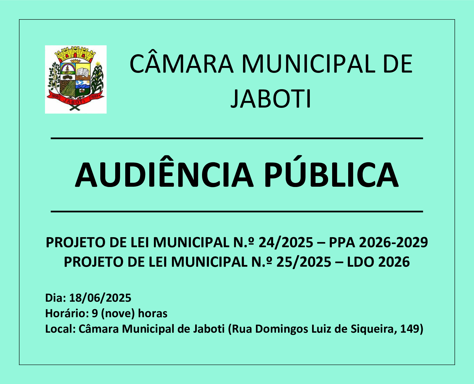 EDITAL Convocação Audiencia Pública - PPA2026-2029 LDO2026